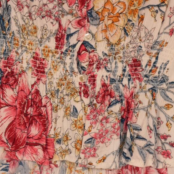 Billabong Blouse Womens Small Floral Long Sleeve Beachy Boho Peasant Gauzy - Picture 4 of 13